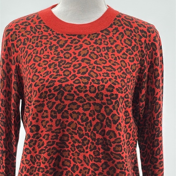 Scotch & Soda Cashmere & Cotton Leopard Print Sweater in Red - Size Medium - Picture 4 of 8